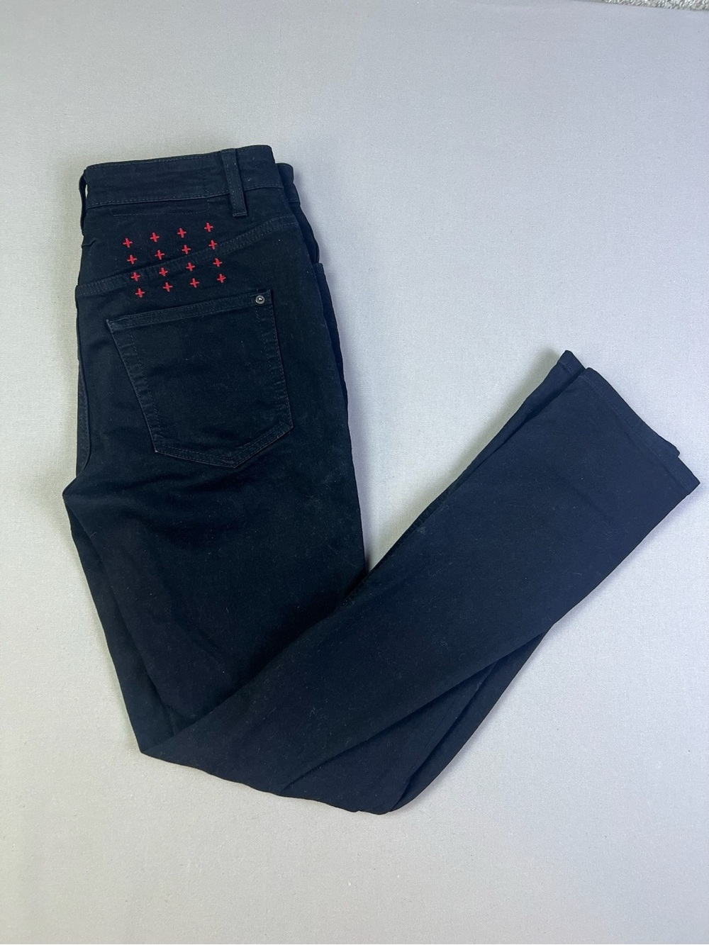 Ksubi Wolfgang Laid Black Jeans Mens Size 28 Slim Tapered Red Cross Signature